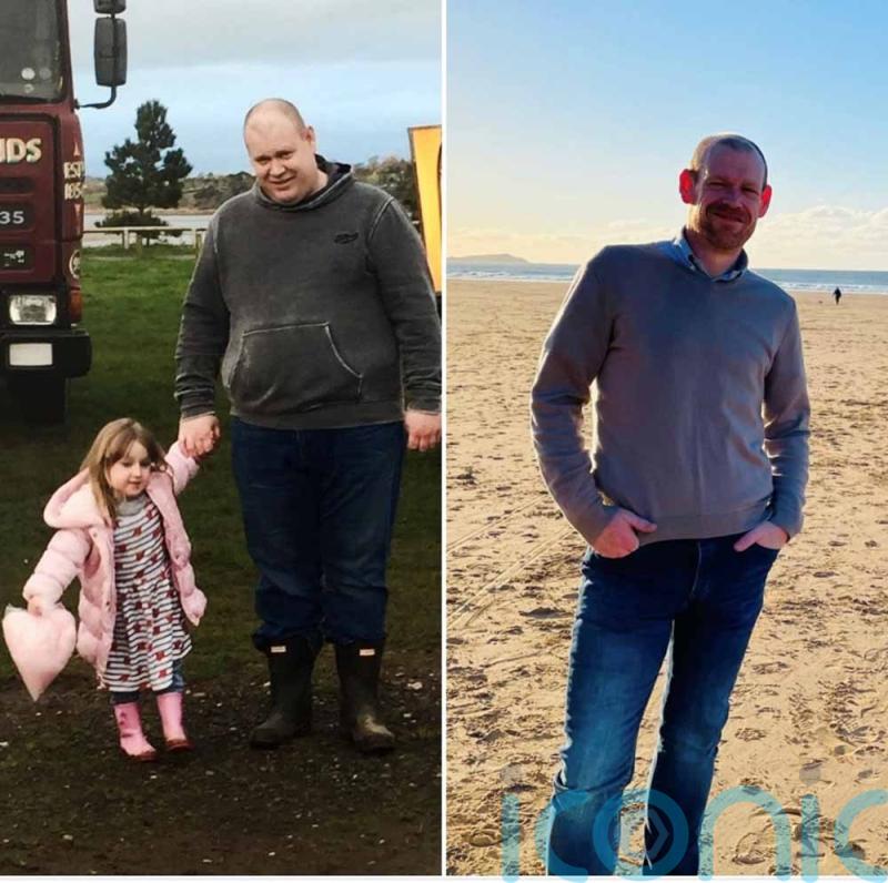 A 23st 7lb dad swaps sausage rolls for 800 calorie diet and 25 mile walks in lockdown and loses 10st in five months returning to work &ldquo;unrecognisable&rdquo;