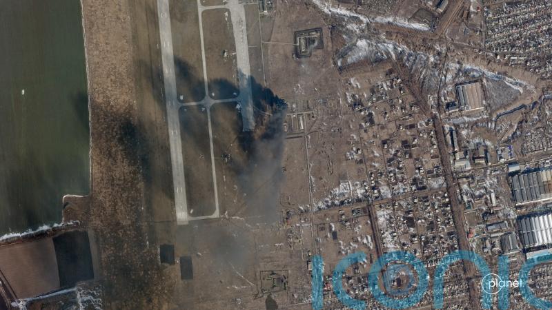Satellite images show airfield damage in eastern Ukraine