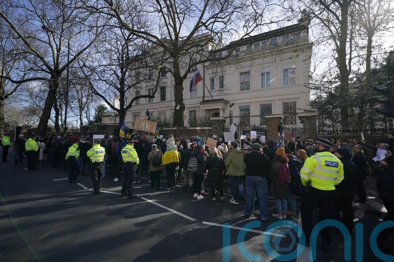 Man launches paint at Russian embassy, police say