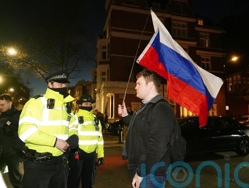 Police intervene over protests outside Russian Embassy