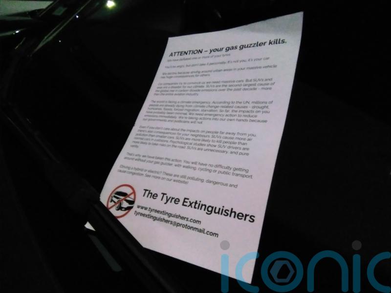 Environmental activists let down tyres on ‘hundreds’ of SUVs across Britain