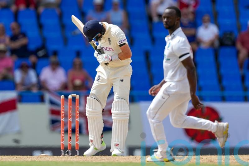 England suffer familiar collapse as Kemar Roach leads West Indies onslaught