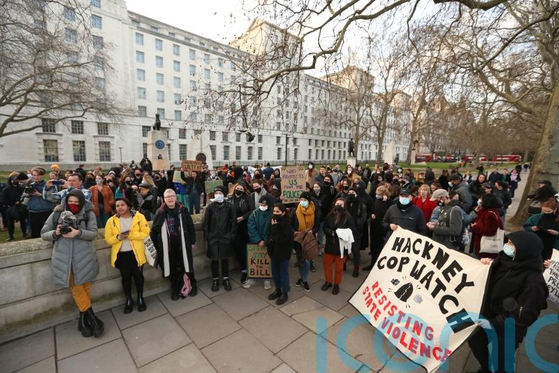 Protesters at demo against ‘rotten’ Met activate rape alarms at police station