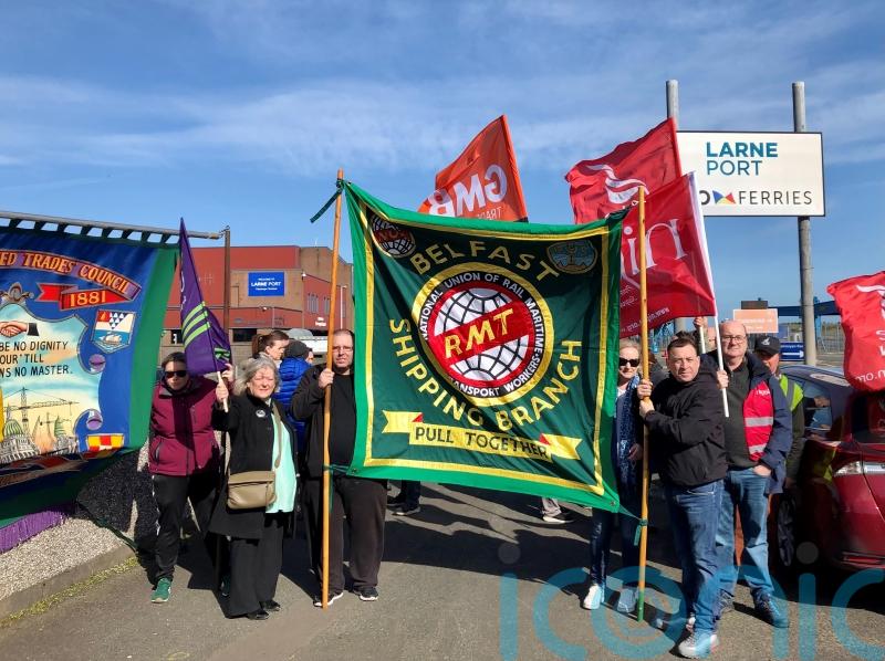 Sacked P&O seafarers voice anger at Larne Port protest