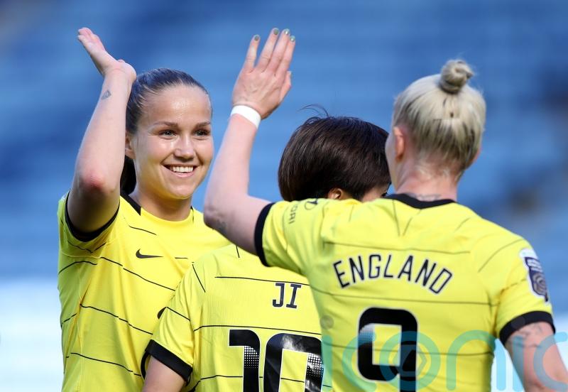 Chelsea move top of Women’s Super League after nine-goal triumph at Leicester