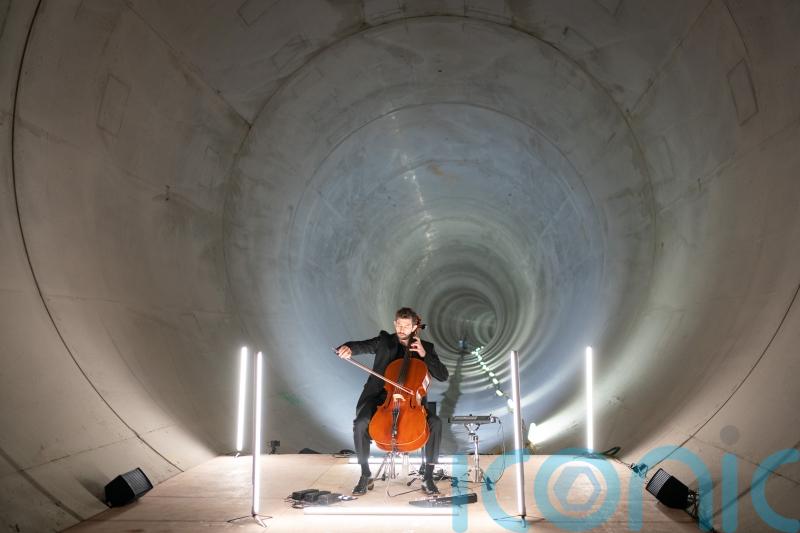 Musician performs inside London’s ‘Super Sewer’ to mark end of tunnelling