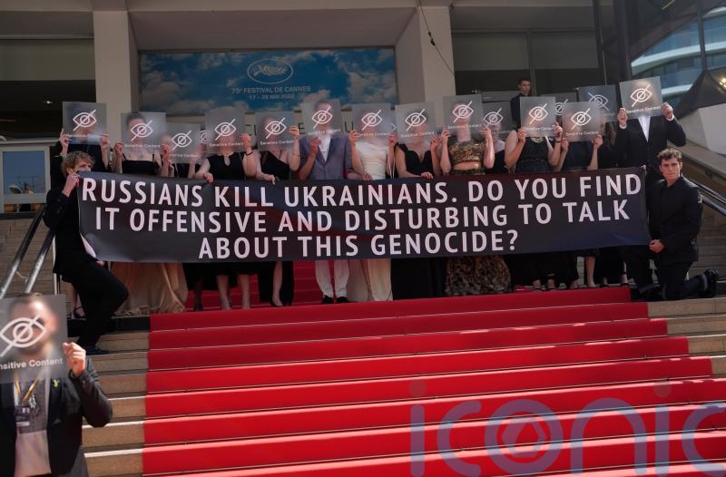 Protesters speak out against Ukraine war on Cannes red carpet