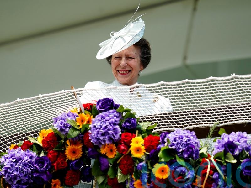 Anne grinning from ear to ear as she attends Epsom Derby Day in Queen’s absence