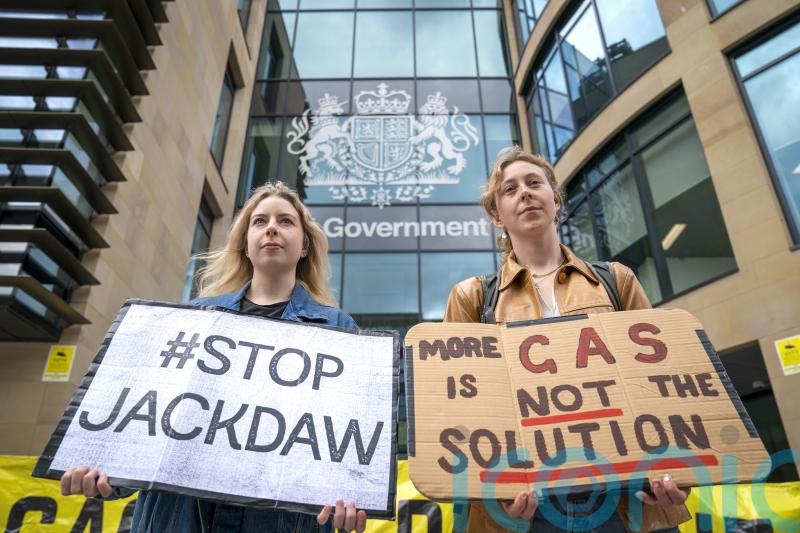 Climate groups rally outside UK Government offices as Jackdaw field approved