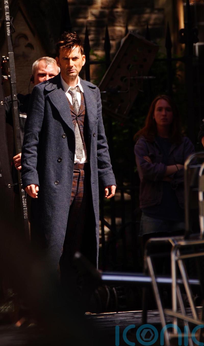 David Tennant pictured filming scenes on set of Doctor Who