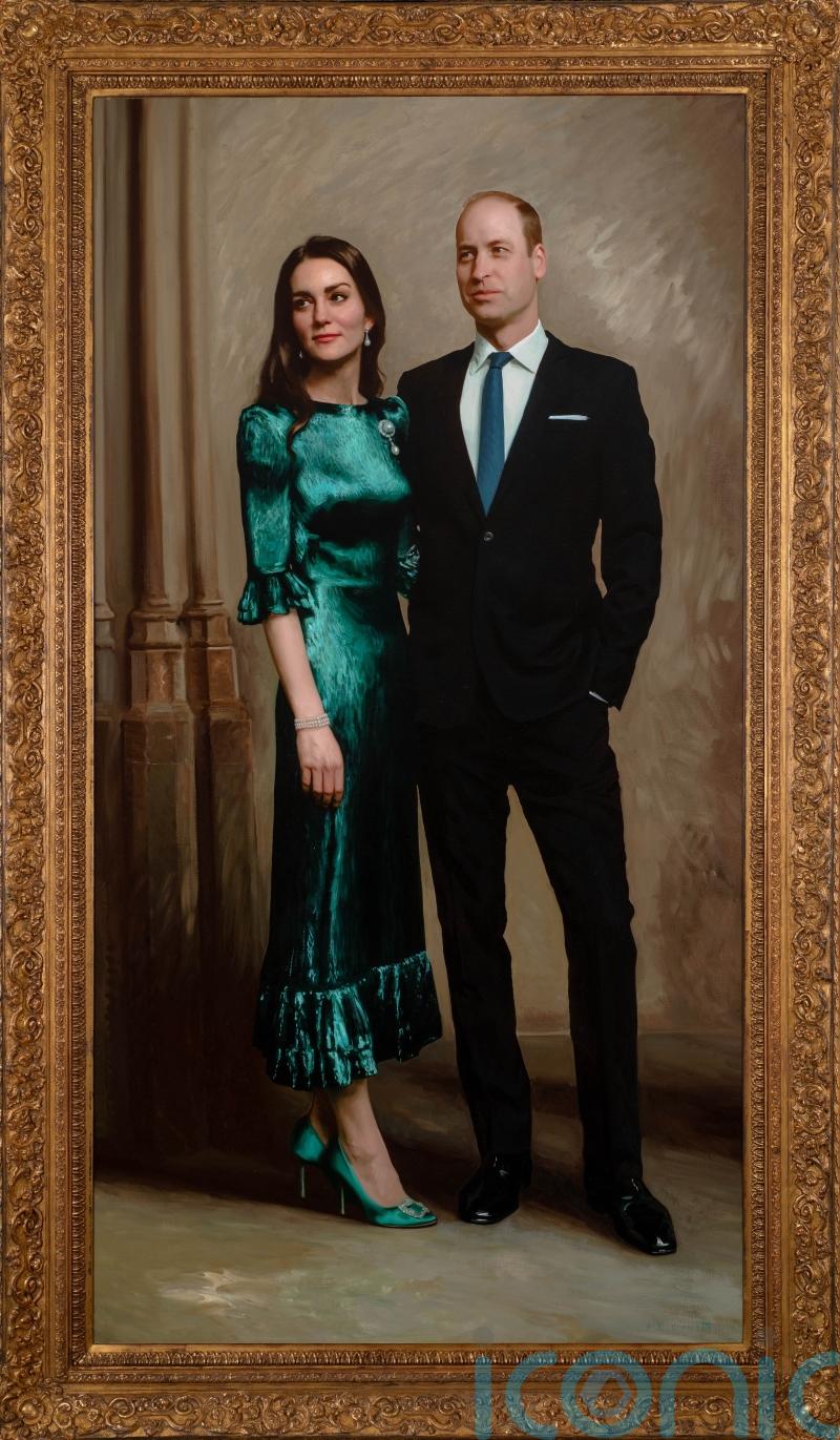 William and Kate view first official joint portrait of themselves at museum