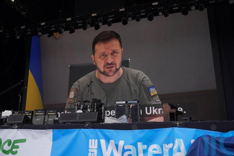 Zelensky calls Glastonbury ‘greatest concentration of freedom’ in video address