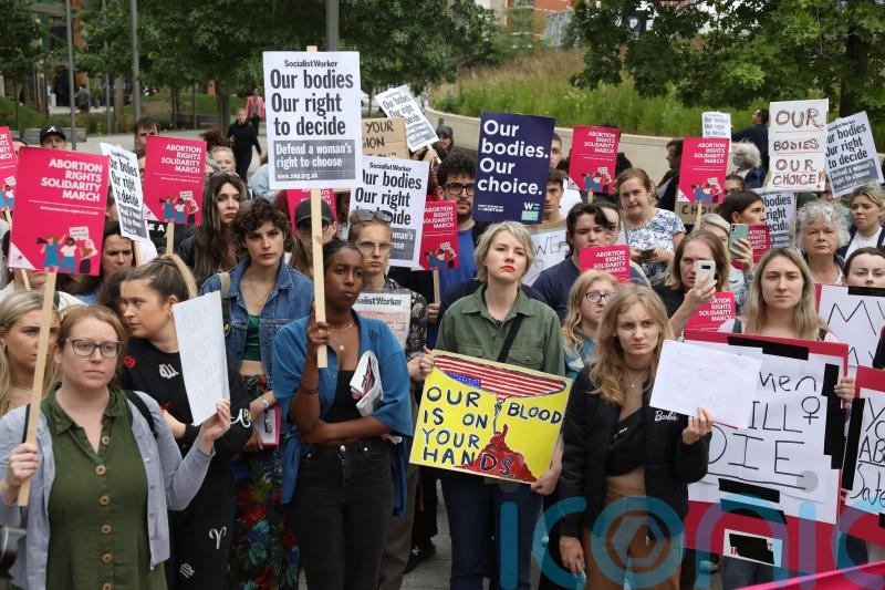 Protesters gather outside US embassy after abortion ruling