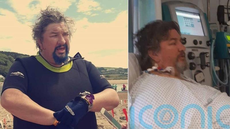 A 38st financial manager sheds 8st training for a 6km open water swim only to suffer kidney failure and sepsis and be told swimming saved his life