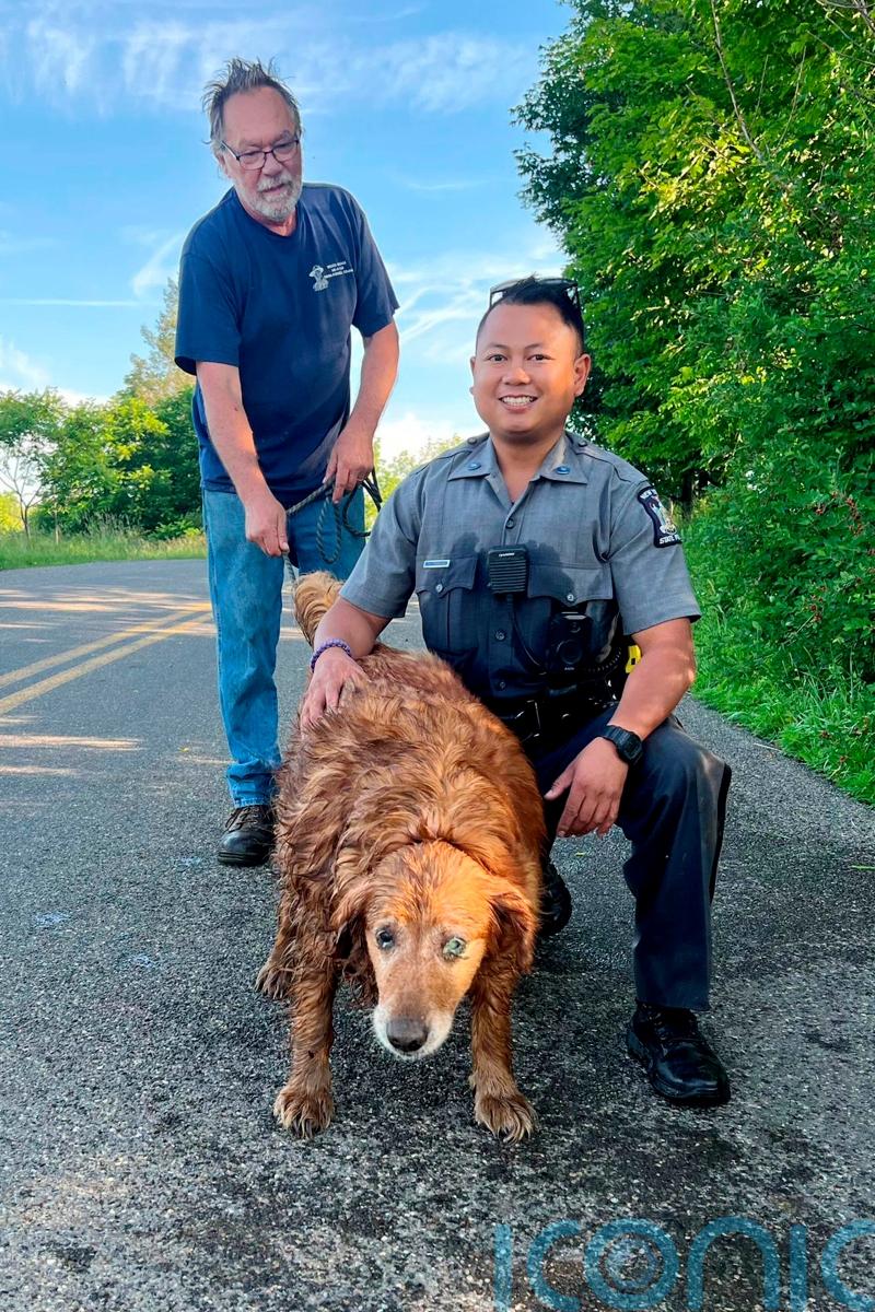 New York trooper crawls into drainage pipe to rescue missing dog