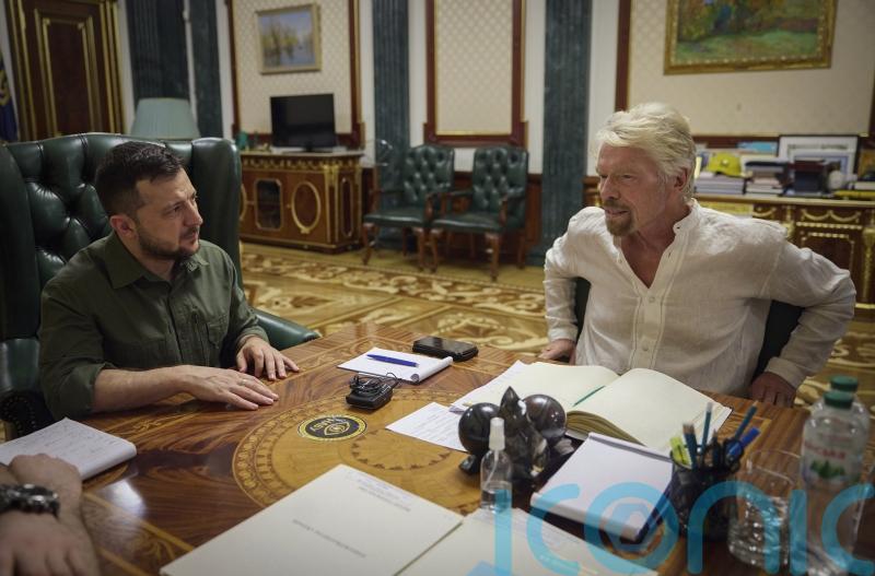 Ukraine President Volodymyr Zelensky meets Sir Richard Branson in Kyiv