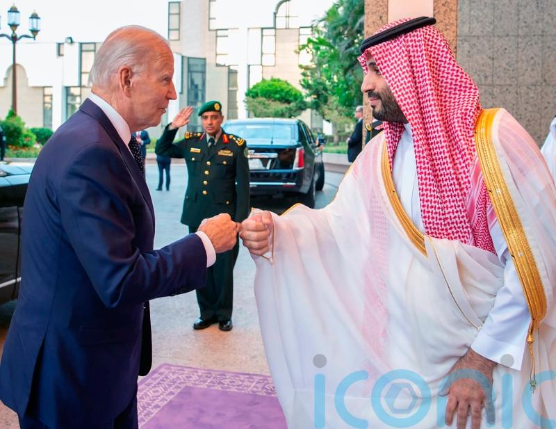 Saudi crown prince greets Biden with fist bump ahead of key meeting