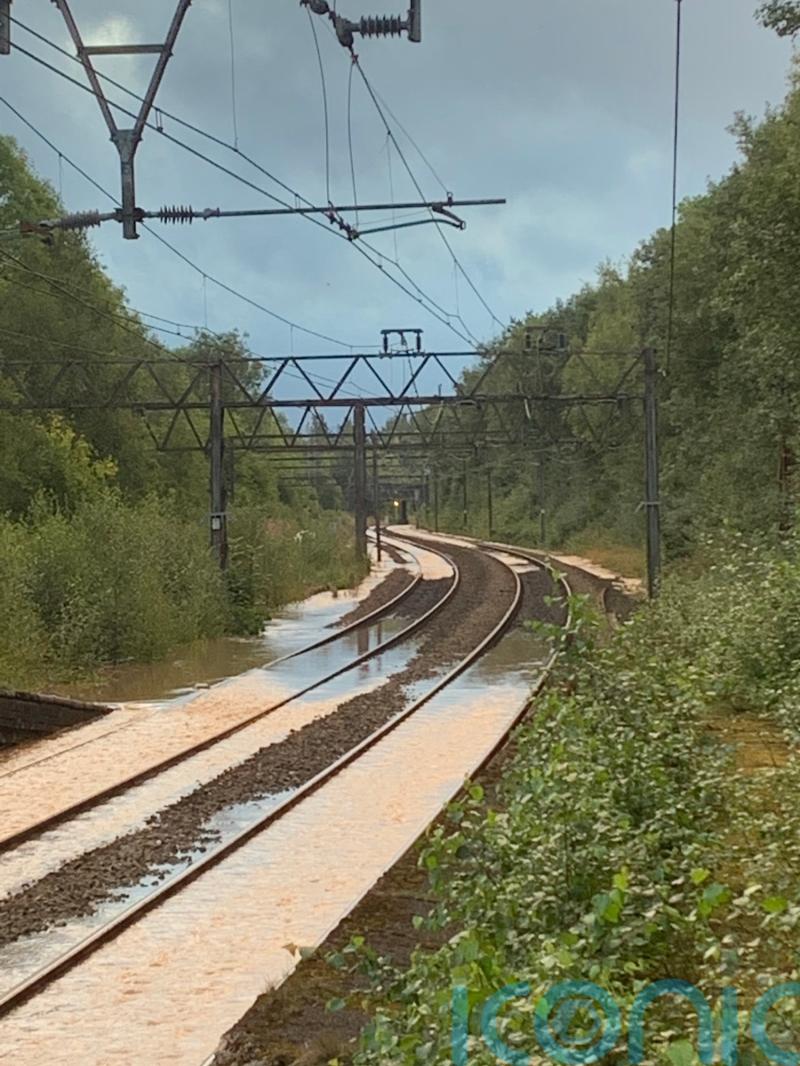 Massive water leak floods train tracks