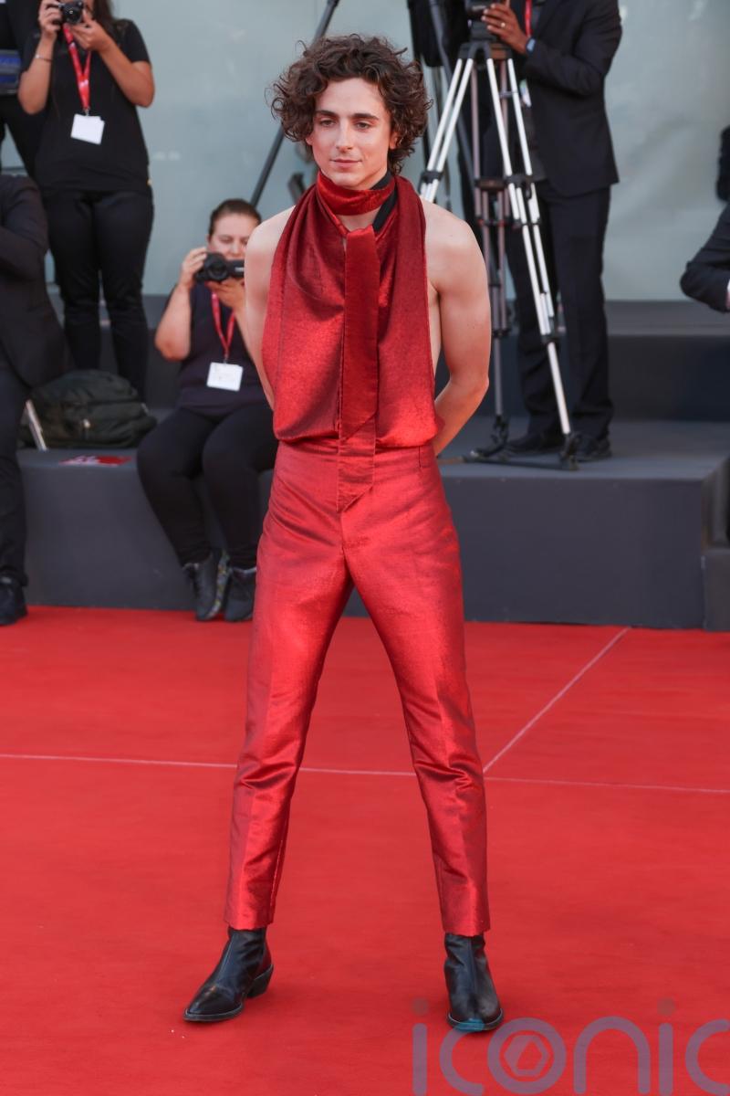 Timothee Chalamet dons red, backless jumpsuit for Venice Film Festival day three