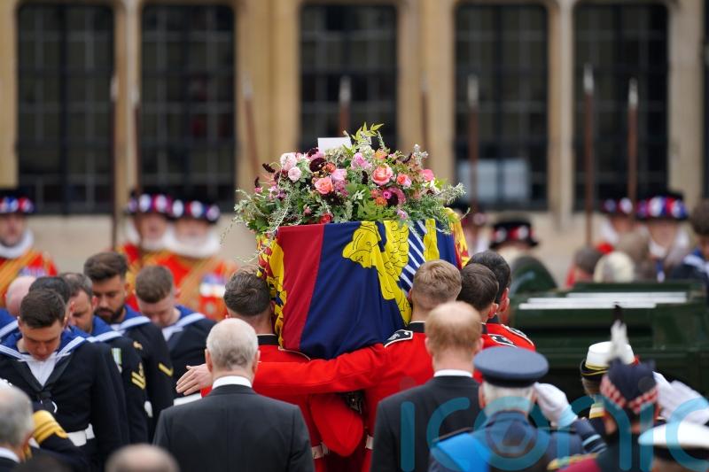 Carpet of flowers around St George’s Chapel for Queen’s committal service