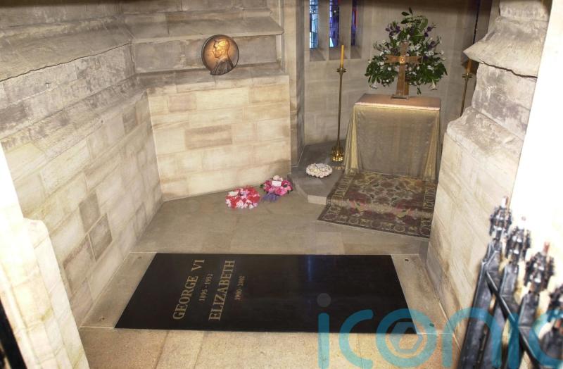 Queen reunited with Philip in tiny King George VI Memorial Chapel