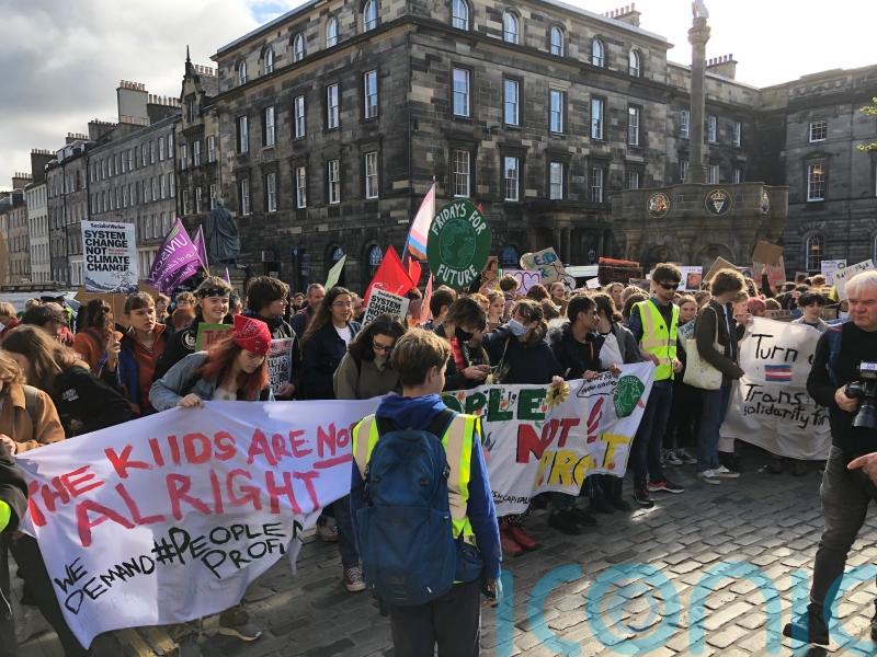 Hundreds of young people march through Edinburgh in climate protest