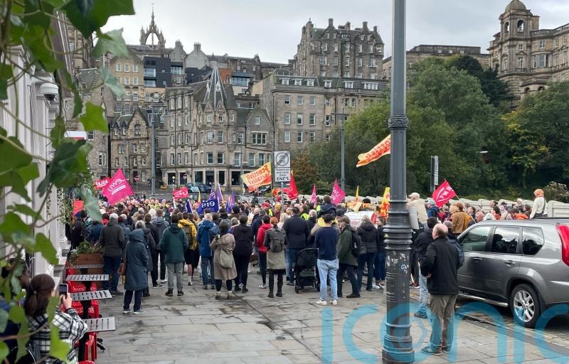 Hundreds gather in support of rail and postal workers’ strike action