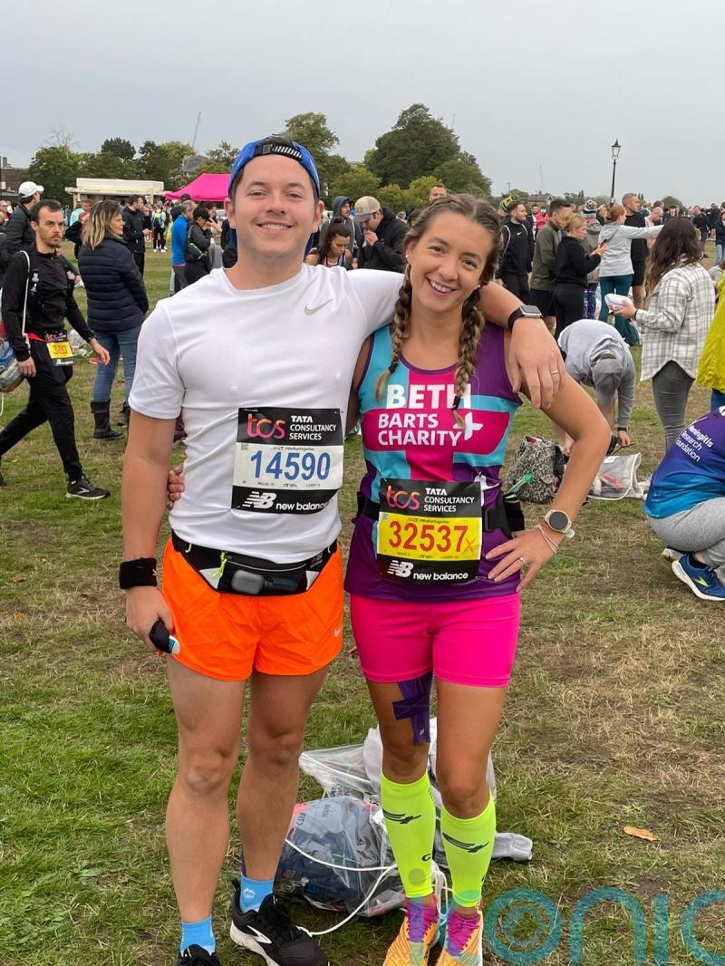 Runner who nearly died after pulmonary embolism mid-race completes London Marathon for the hospital that saved her life