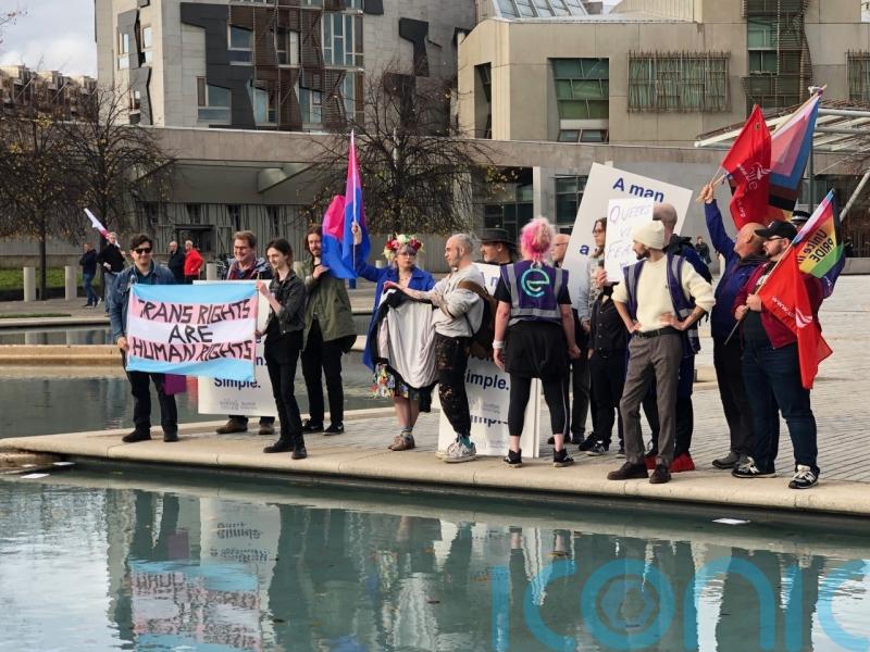 Supporters of gender recognition reform stage demo as MSPs debate legislation