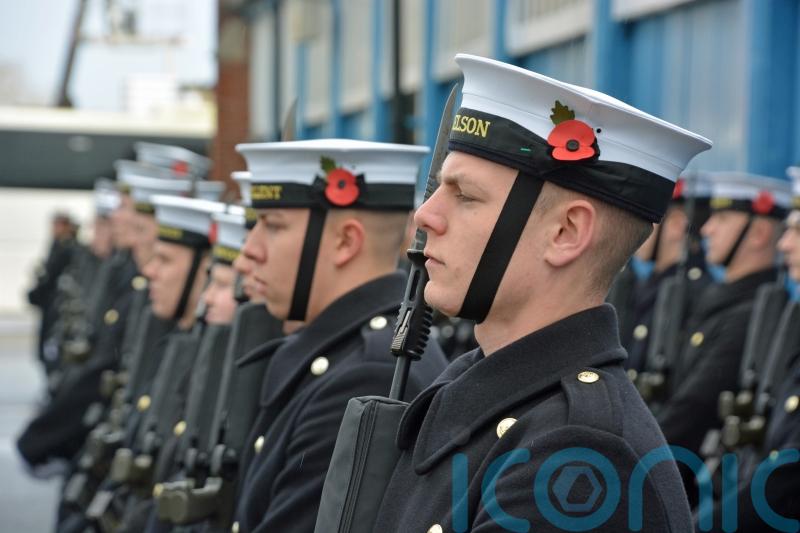 Royal Navy sailors rehearse for Remembrance Day commemorations