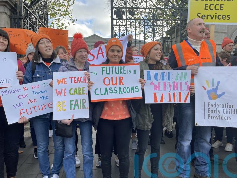 Minister accused of not listening by childcare protesters in Dublin