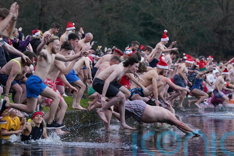 Ho, ho, ho that’s cold: Swimmers mark Christmas Day with bracing dips