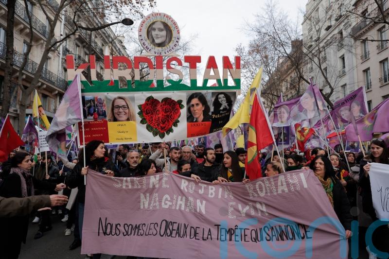 Kurds from around Europe demonstrate over killings in Paris