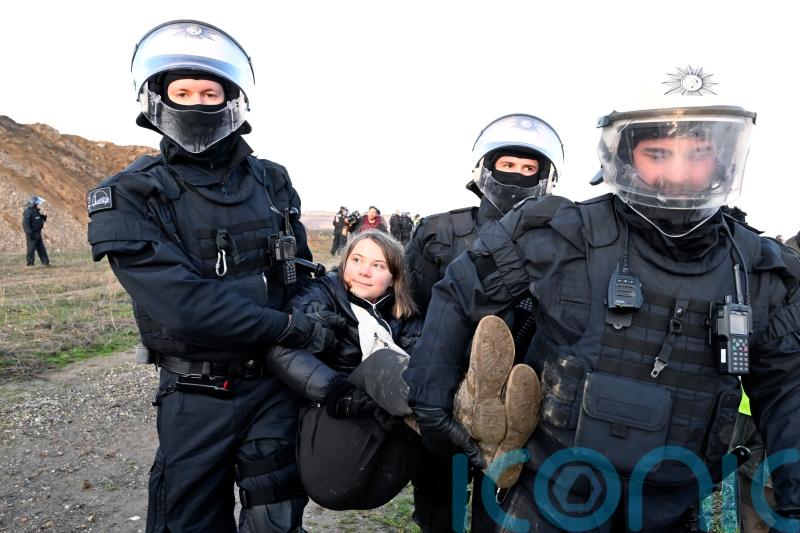 Greta Thunberg carried away by police at German mine protest
