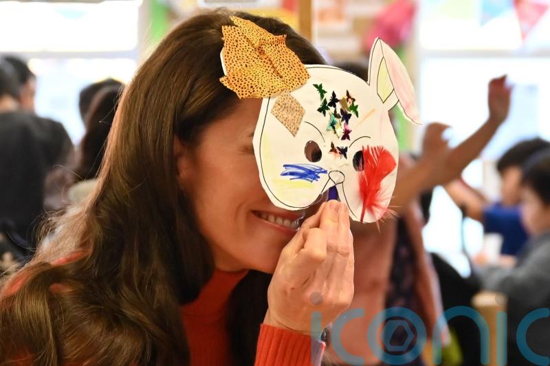 Princess of Wales becomes masked lady as she plays with youngsters at nursery