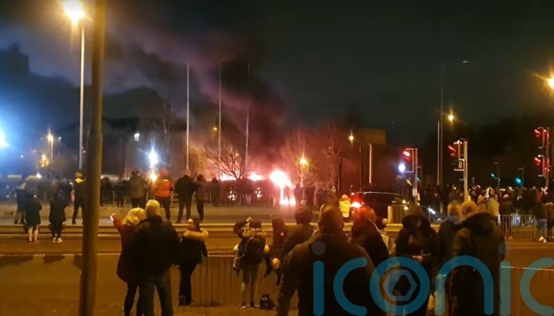 Missiles hurled and police van damaged during protest over refugees