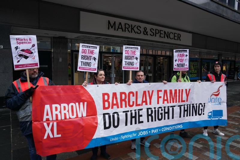 Staff protest at M&S stores over chain’s use of pay dispute logistics group