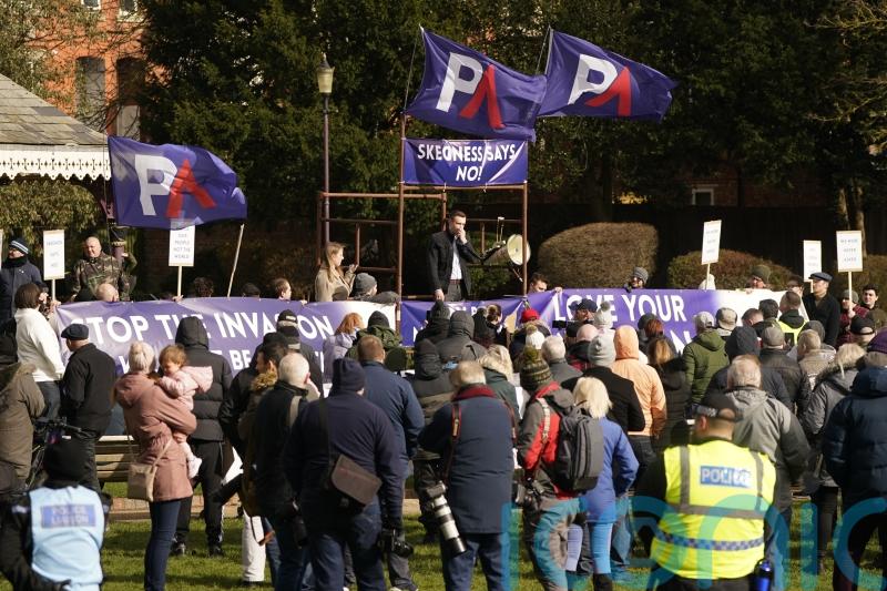 Hundreds attend asylum seeker hotel protests and counter demonstration