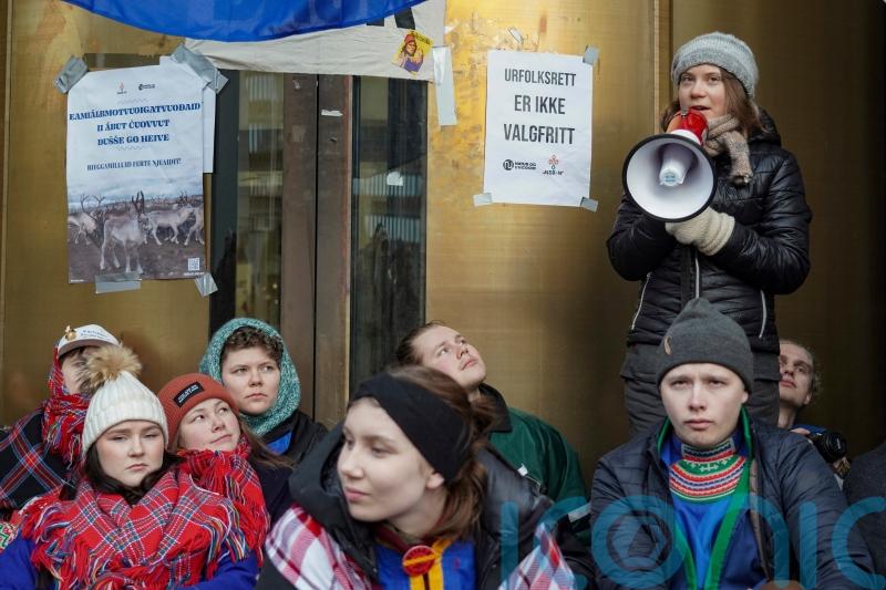 Greta Thunberg joins protest over wind farm on land used by reindeer herders