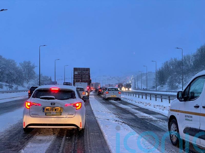 Drivers stranded for hours as snow blocks roads