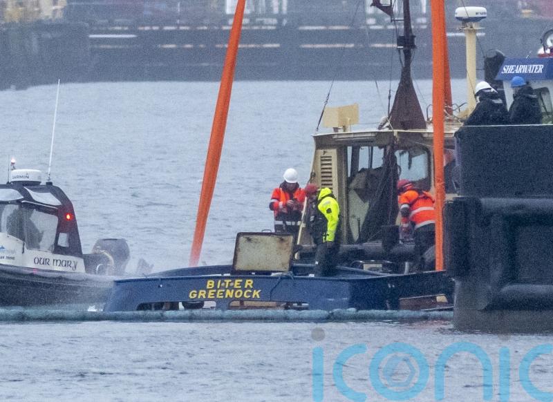 Tugboat raised from riverbed after operation in Firth of Clyde