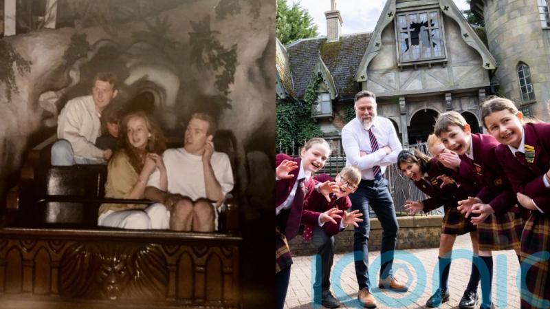 Alton Towers superfan and teacher marks reopening of haunted house he has ridden 15,000 times by hosting class trip