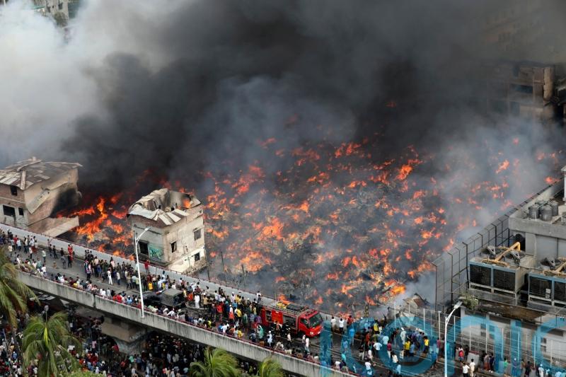 Huge fire rages at clothing market in Bangladesh’s capital