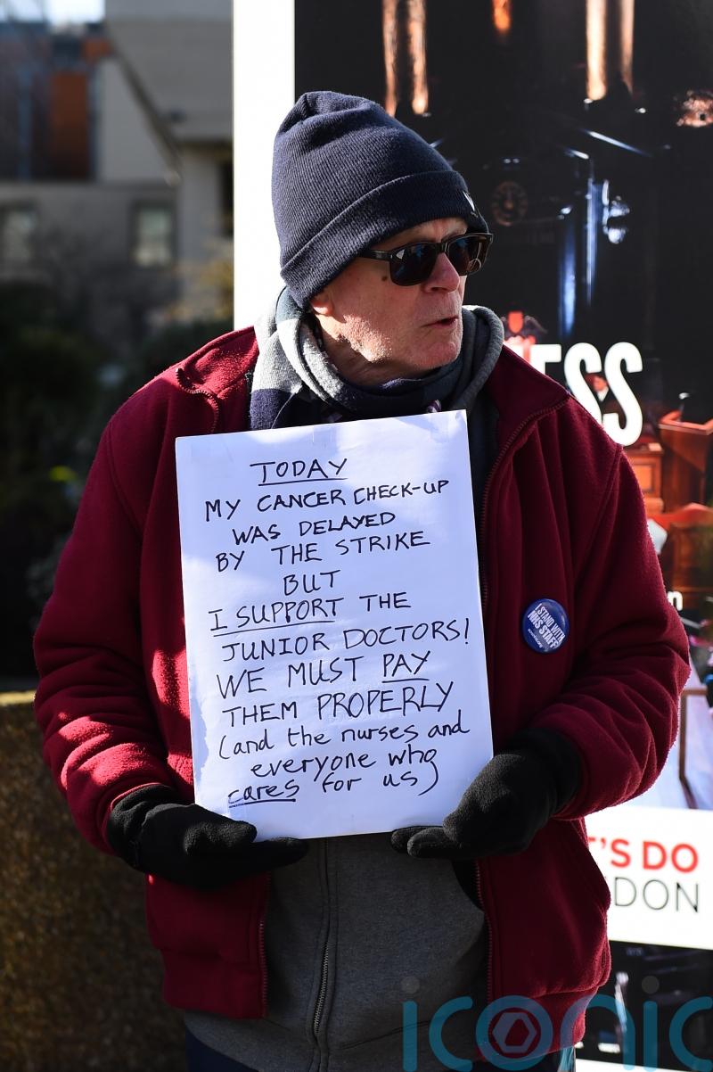 Cancer patient supports striking doctors on picket line as check-up delayed