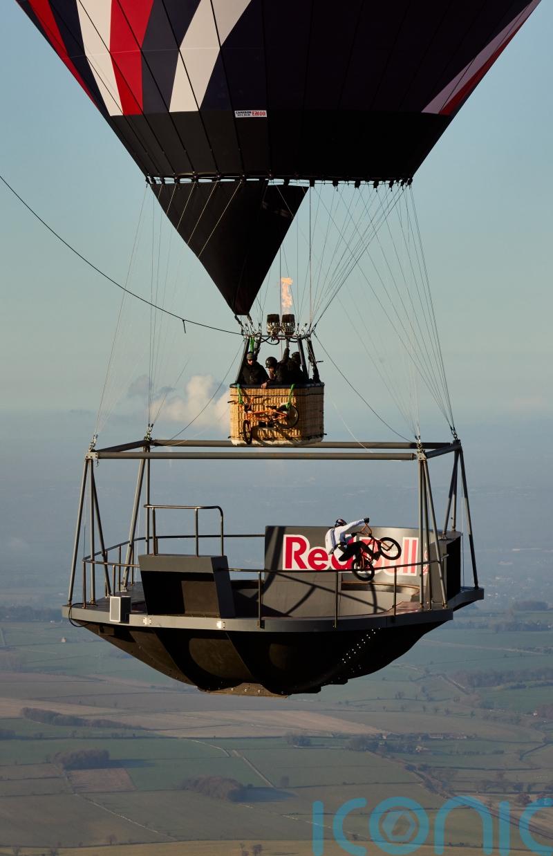 BMX rider performs tricks on ‘surreal’ floating skatepark 2,000 feet up