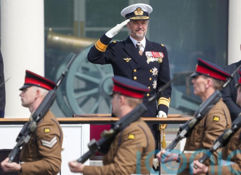 Frederik, Crown Prince of Denmark presents first Colours to British soldiers