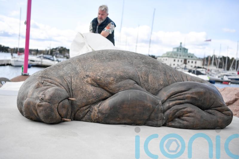 Life-size sculpture of euthanised walrus unveiled in Norway