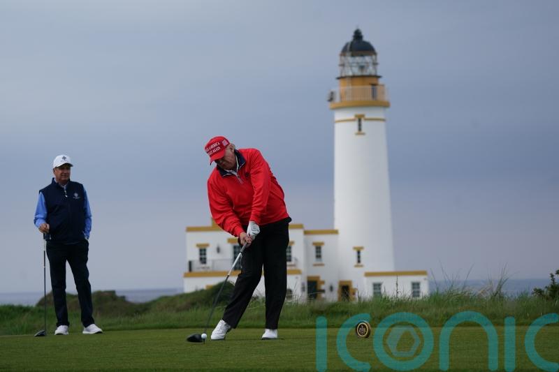 Trump plays golf at Turnberry course on third day of Scotland visit