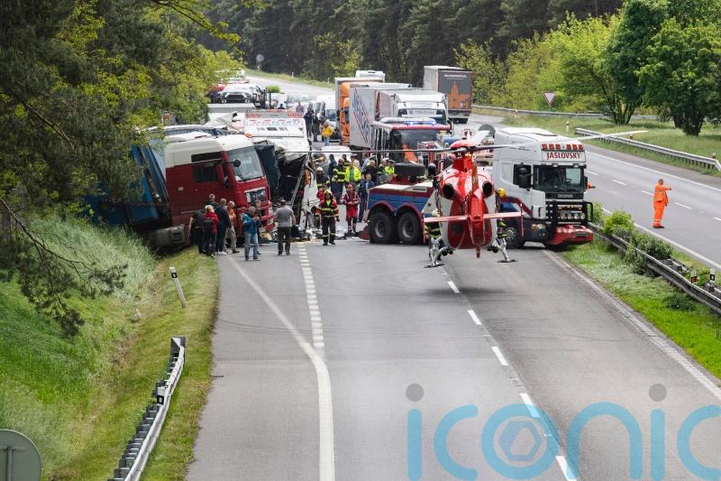 One dead and 59 injured in crash between bus and truck in western Slovakia