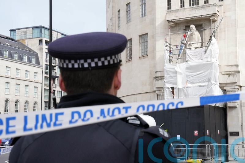 Man arrested after attack on statue at BBC HQ with hammer and chisel